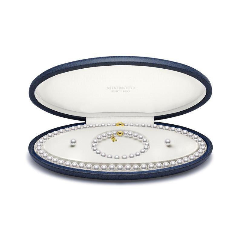 Mikimoto 18ct Yellow Gold Akoya Pearl Necklace, Bracelet and Earring Set