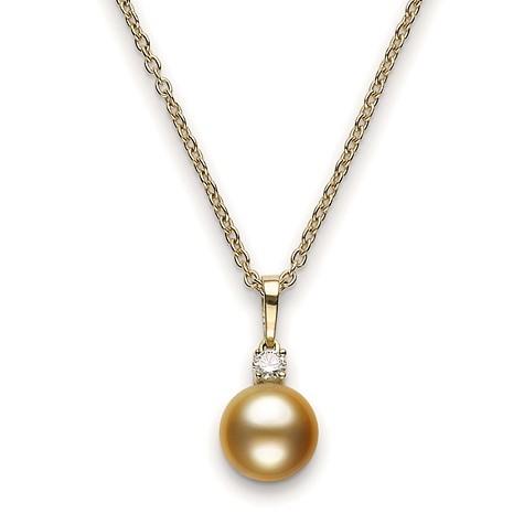 Mikimoto 18ct Yellow Gold Diamond 10mm Golden A+ South Sea Pearl Necklace - TITLE Yellow Gold