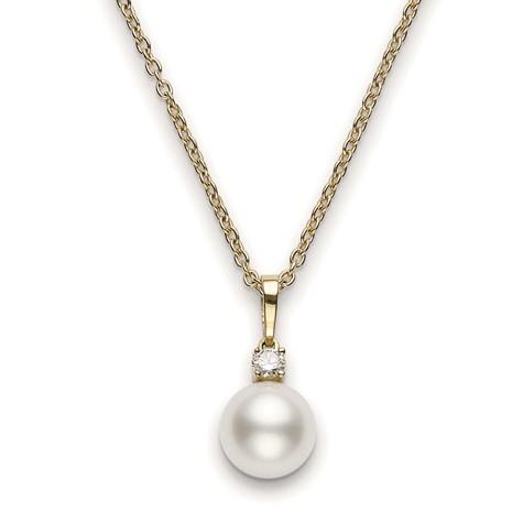 Mikimoto 18ct Yellow Gold Diamond 9mm White A+ South Sea Pearl Necklace - TITLE Yellow Gold