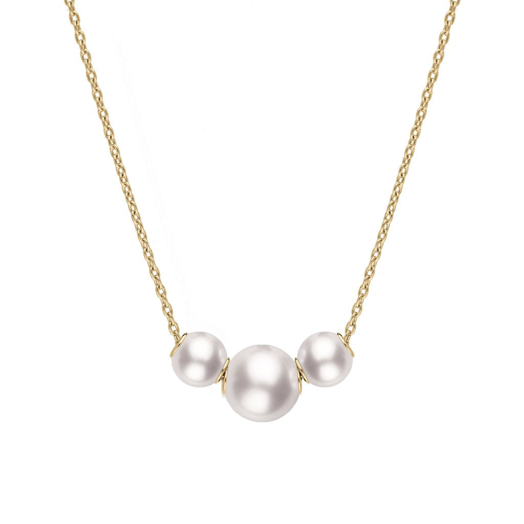 Mikimoto Jewels In Motion 18ct Yellow Gold White Akoya Pearl Necklace - Yellow Gold
