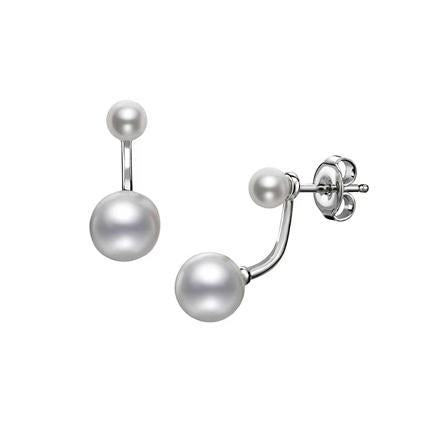 Mikimoto Duet 18ct White Gold 7.25mm Pearl Earrings