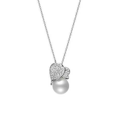 Mikimoto Les Petales Place Vendome 18ct White Gold 12mm South Sea Pearl Diamond Necklace - TITLE White Gold