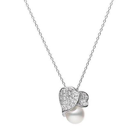 Mikimoto Les Petales Place Vendome 18ct White Gold 8mm Akoya Pearl Diamond Necklace - TITLE White Gold