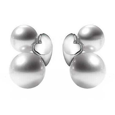 Mikimoto Precious Heart 18ct White Gold White Akoya Pearl Earrings - Option1 Value White Gold