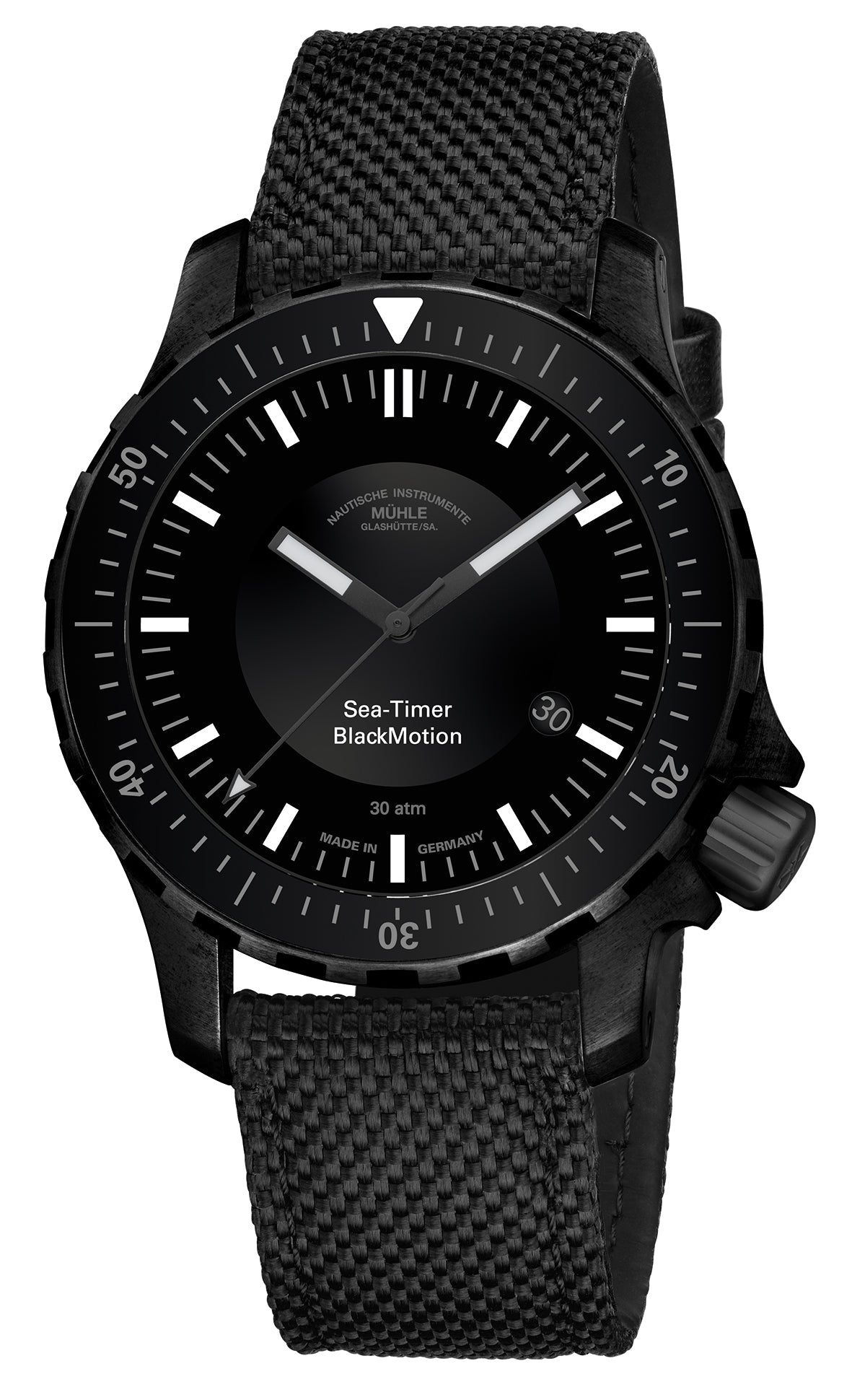 Muhle Glashutte Watch Sea Timer Black Motion - Black