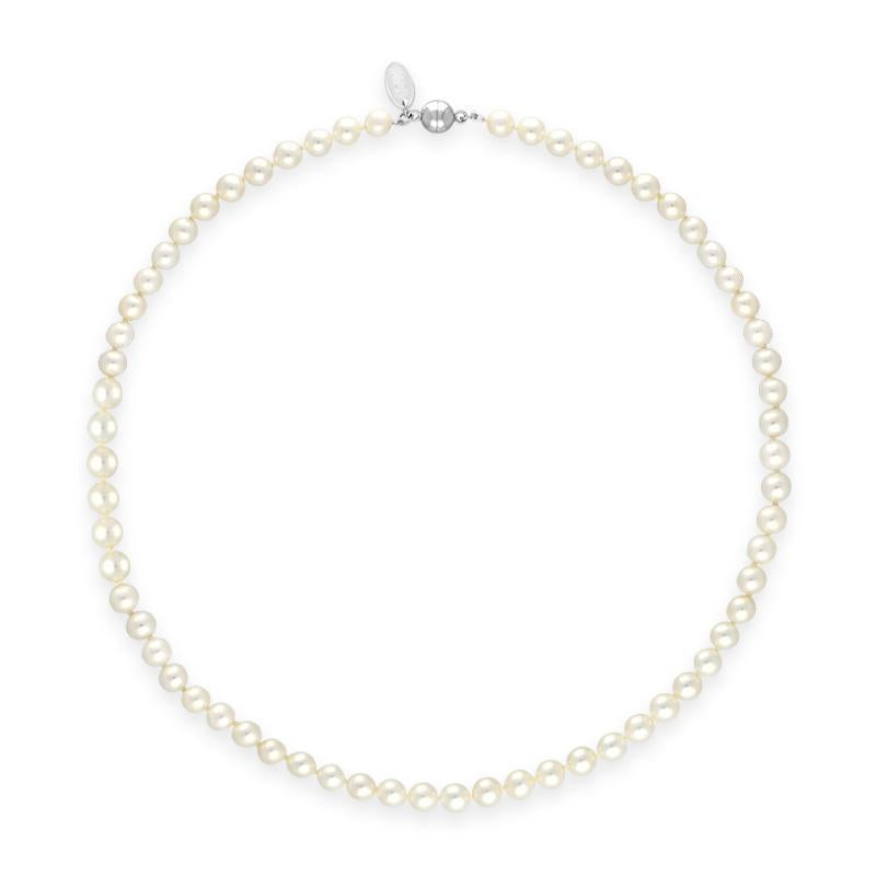 White Pearl 6mm Round Bead Necklace