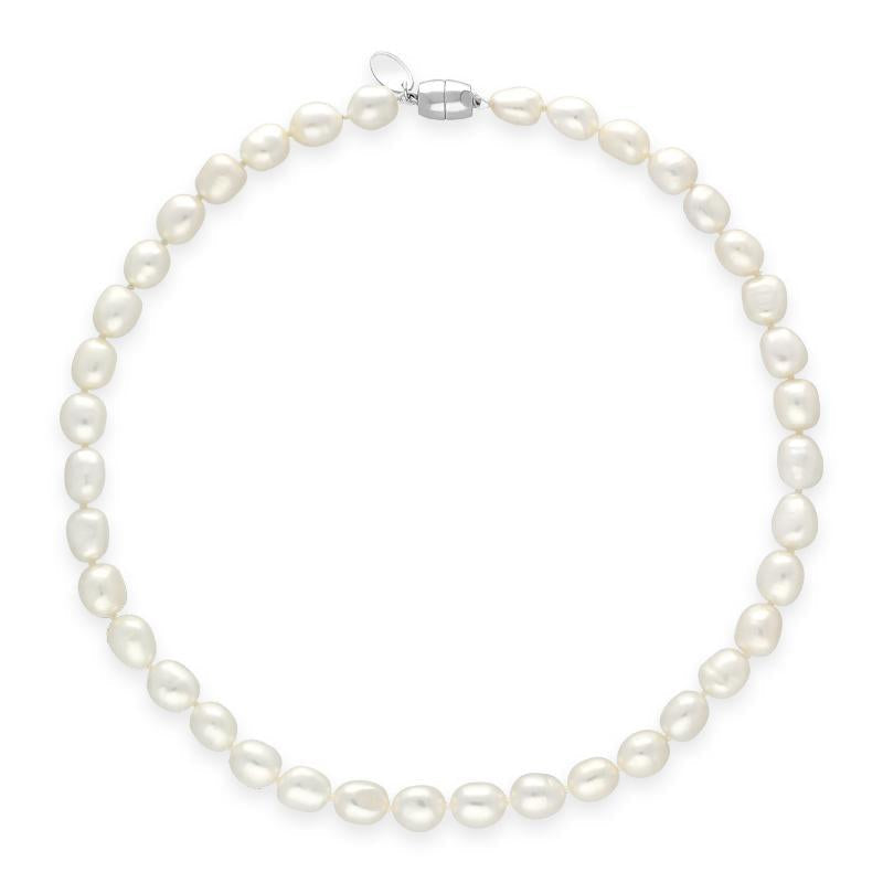 White Baroque Pearl 8mm Bead Necklace
