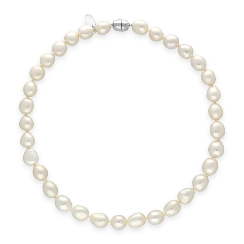White Baroque Pearl 10mm Bead Necklace