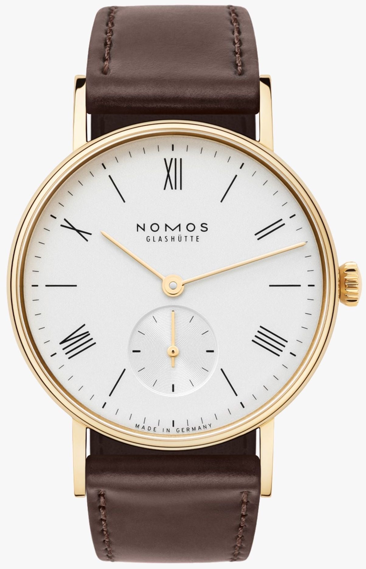 Nomos Glashutte Watch Ludwig 33 Gold Sapphire Crystal - White