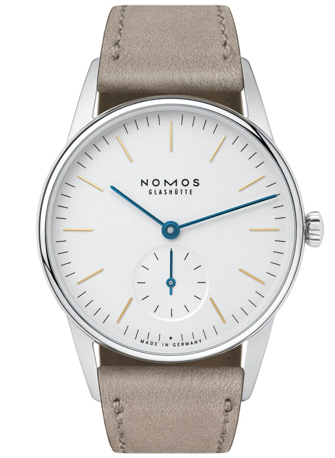 Nomos Glashutte Watch Orion 33 Steel Back - White