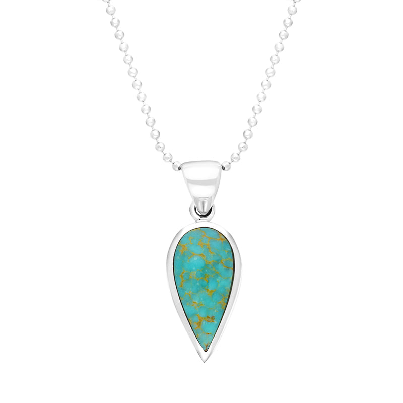 Sterling Silver Turquoise Small Upside Down Pear Necklace - Silver