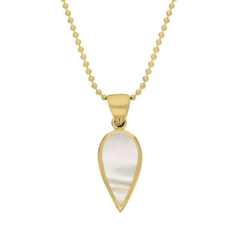 9ct Yellow Gold Mother of Pearl Small Upside Down Pear Necklace - Yellow Gold