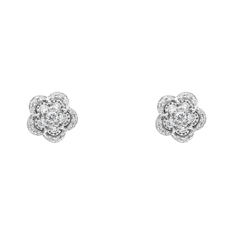 Pasquale Bruni Figlia Dei Fiori 18ct White Gold 0.33ct Diamond Flower Stud Earrings - Gold