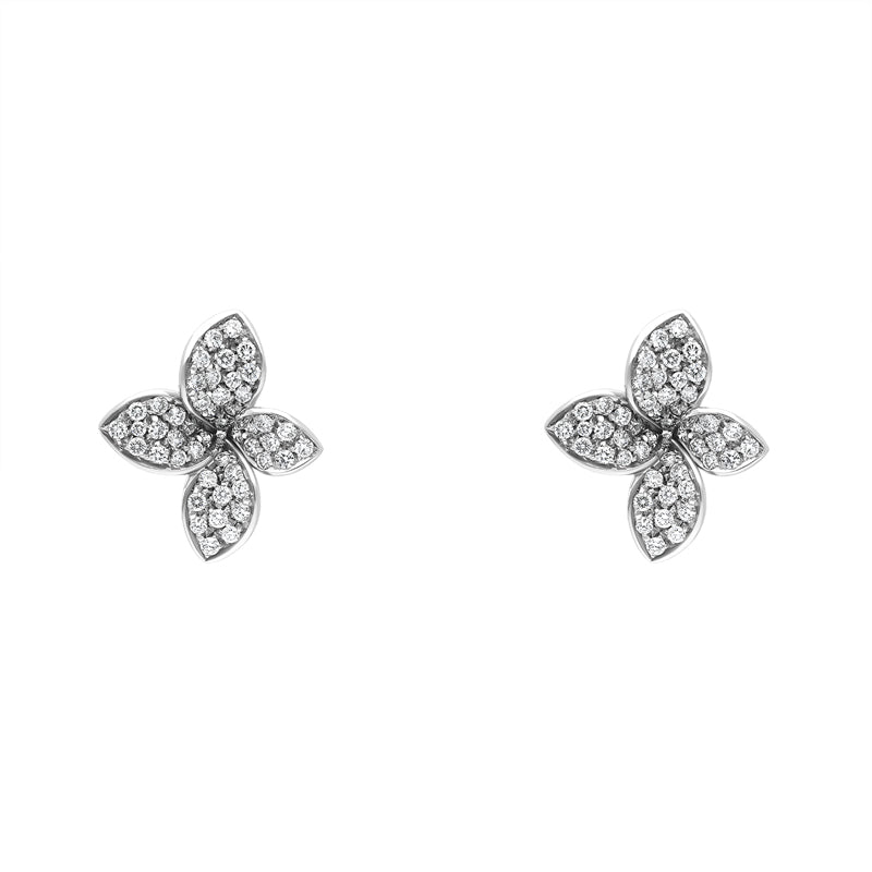 Pasquale Bruni Petit Garden 18ct White Gold 0.71ct Diamond Flower Stud Earrings - Gold