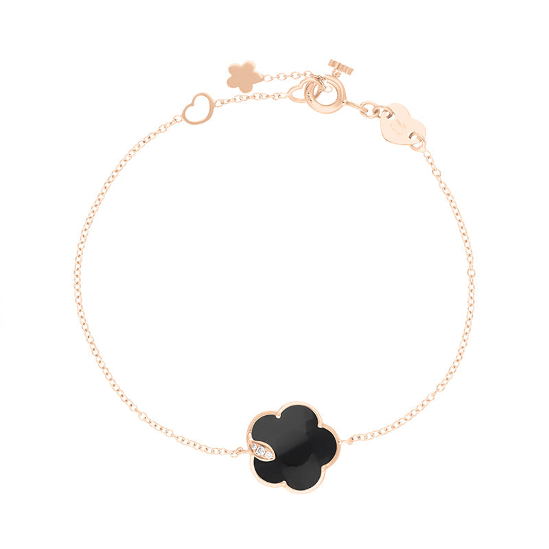Pasquale Bruni Petit Joli 18ct Rose Gold White and Champagne Diamond Onyx Bracelet - Gold