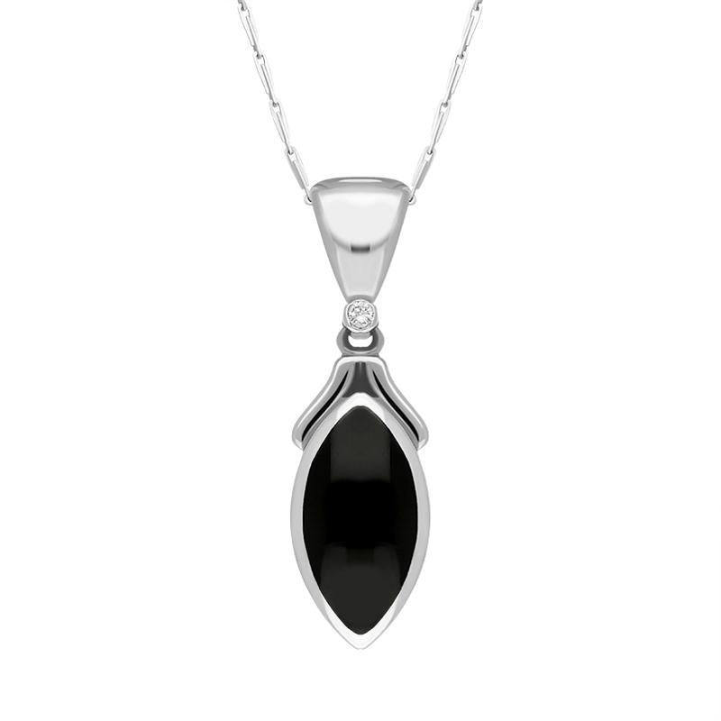 18ct White Gold Whitby Jet Diamond Marquise Necklace