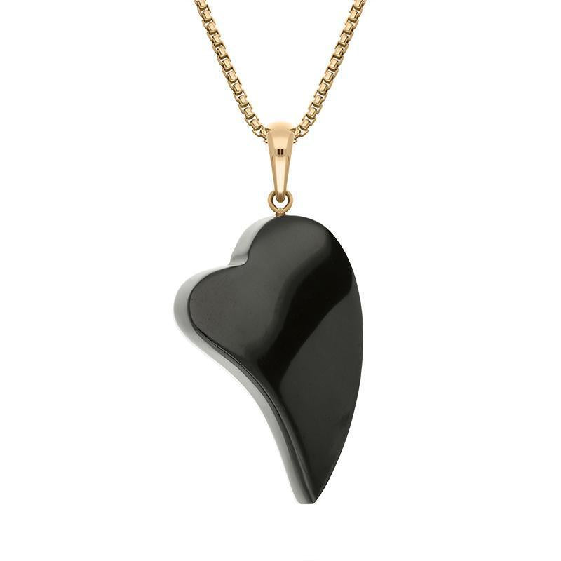 9ct Rose Gold Whitby Jet Unique Heart Necklace D