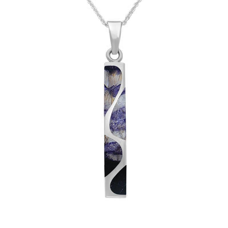 Sterling Silver Blue John Four Stone Curved Oblong Necklace