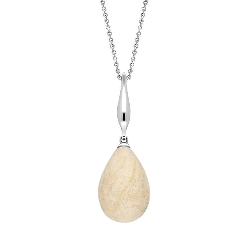 Sterling Silver Coquina Tapered Top Pear Necklace