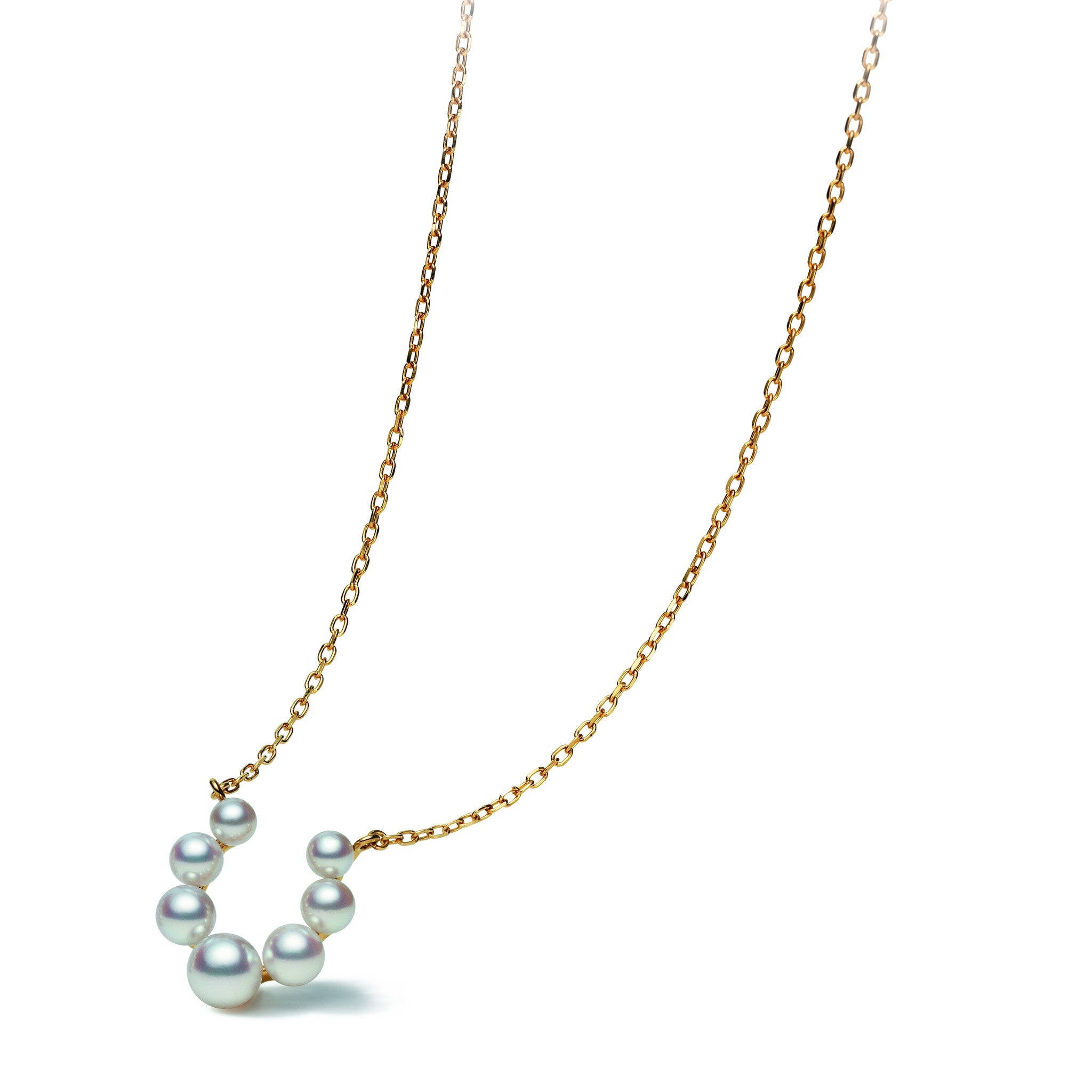 Mikimoto 18ct Yellow Gold White Akoya Pearl Horseshoe Pendant - Yellow Gold