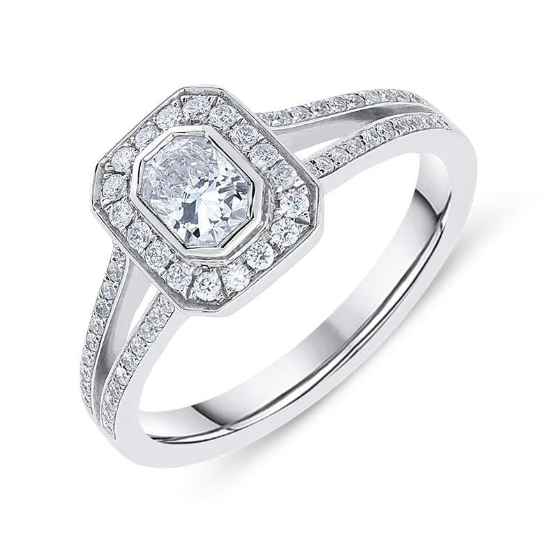 Phoenix Cut 18ct White Gold 0.60ct Diamond Halo Ring D
