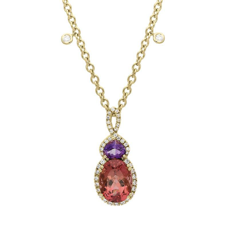 Picchiotti 18ct Rose Gold 4.53 Tourmaline Amethyst and Diamond Necklace D