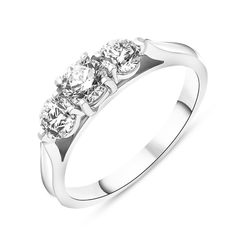 Platinum 1.29ct Diamond Three Stone Ring - Platinum