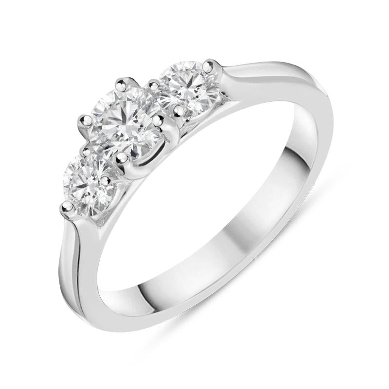 Platinum 0.77ct Diamond Brilliant Cut Trilogy Ring - Option1 Value Platinum