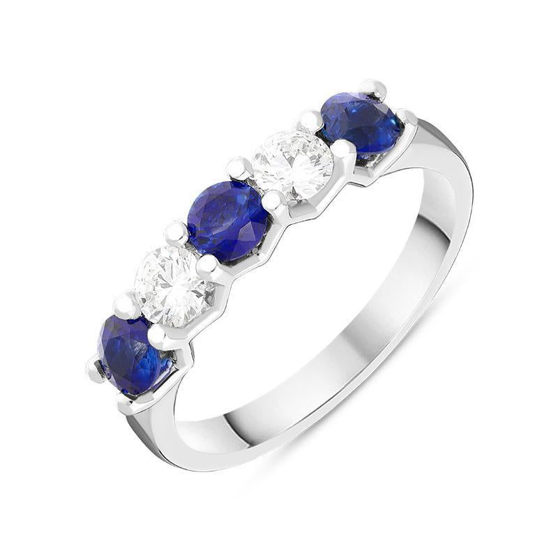 Platinum 0.83ct Sapphire 0.37ct Diamond Half Eternity Ring - Option1 Value Platinum