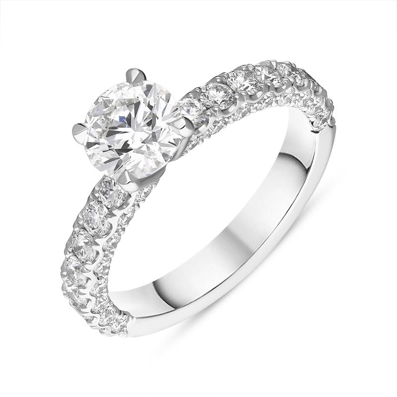 Platinum Diamond Certified Solitaire Shoulder Set Ring - M