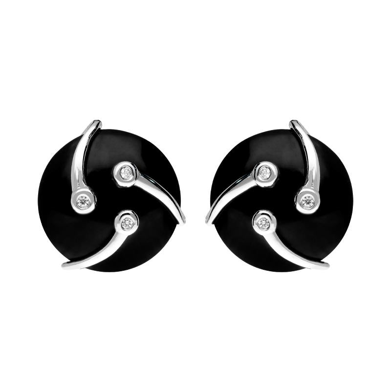 Platinum Diamond and Whitby Jet Shooting Stars Earrings
