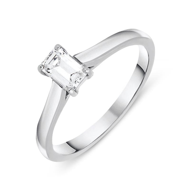 Platinum 0.40ct Diamond Emerald Cut Solitaire Ring - Option1 Value Platinum M
