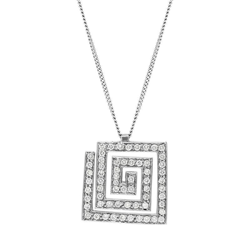 Platinum 0.40ct Diamond Square Spiral Necklace
