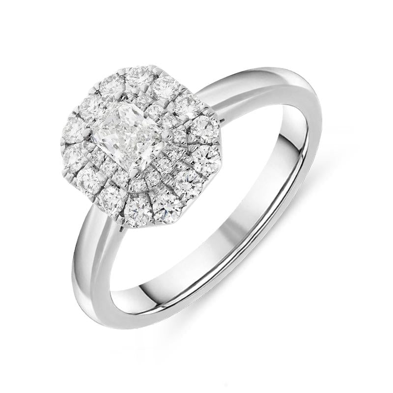 Platinum 0.68ct Diamond Radiant Cut Cluster Ring - N