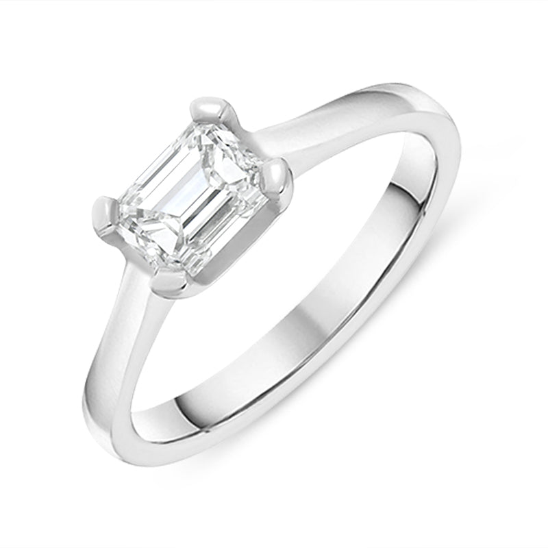 Platinum 0.75ct Diamond Emerald Cut Solitaire Ring D - M