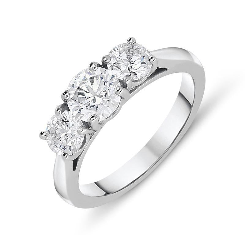 Platinum 1.57ct Diamond Brilliant Cut Trilogy Ring - Option1 Value Platinum