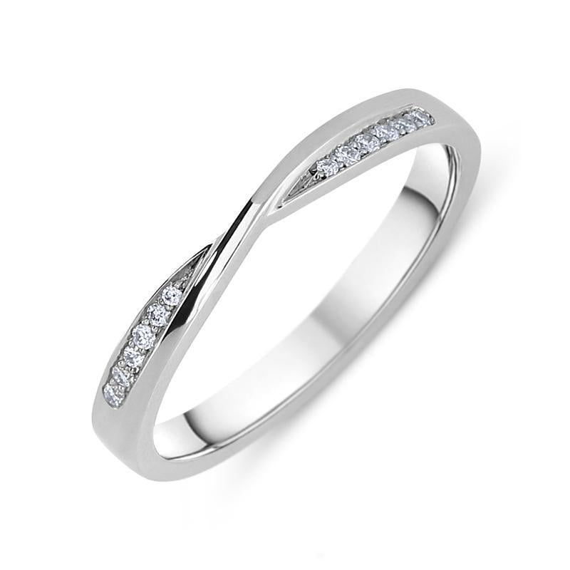 Platinum Diamond Brilliant Cut Crossover Wedding Ring - TITLE Platinum