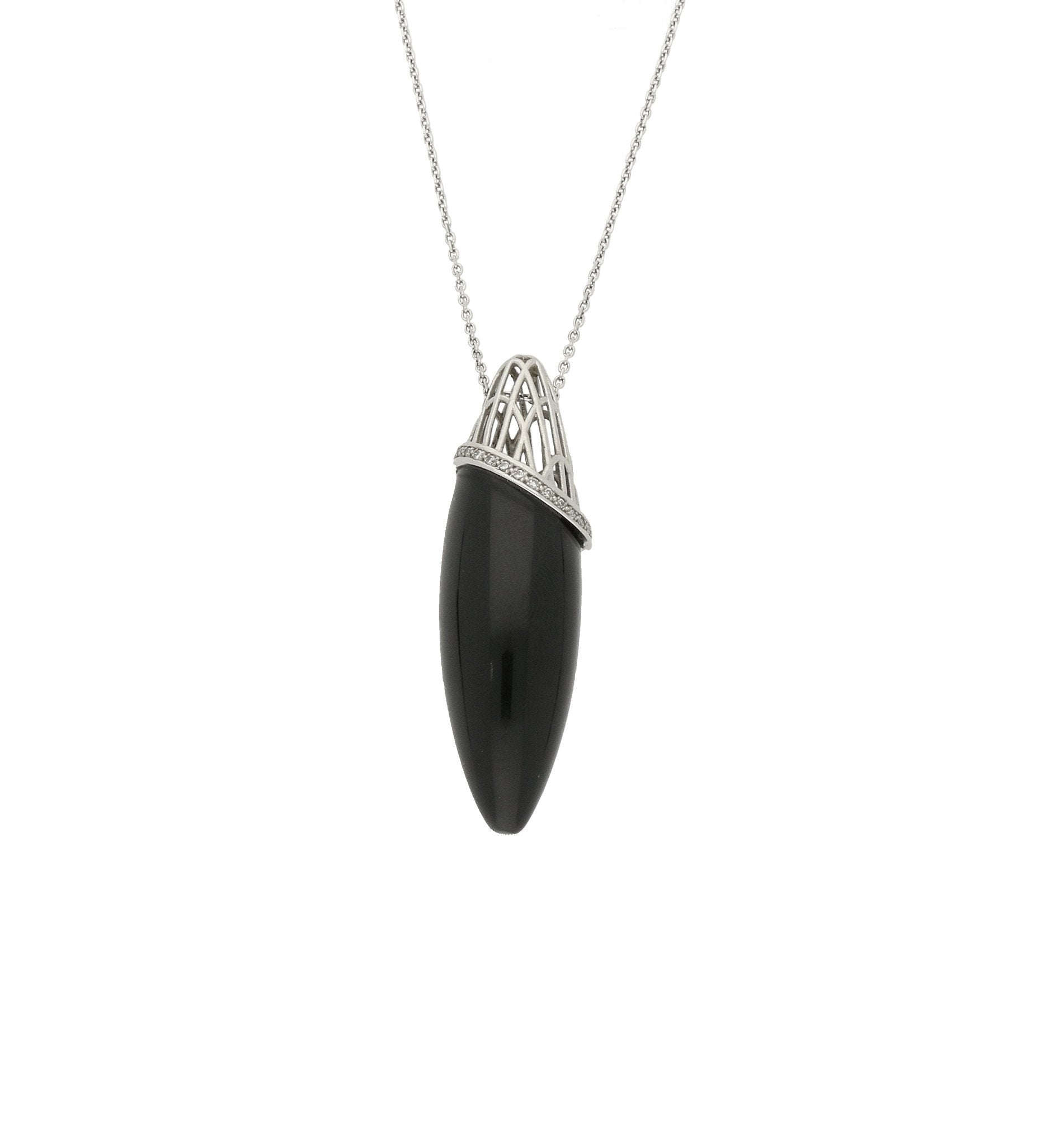 Platinum Diamond and Whitby Jet Cosmic Large Necklace - Platinum