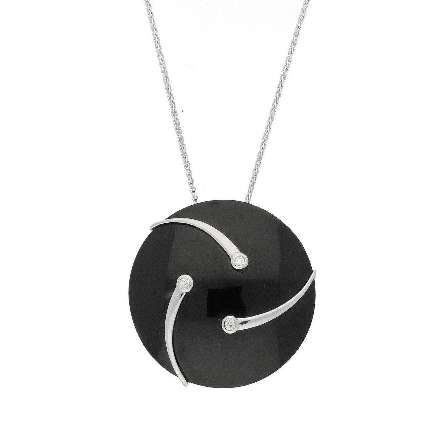 Platinum Diamond and Whitby Jet Shooting Stars Necklace