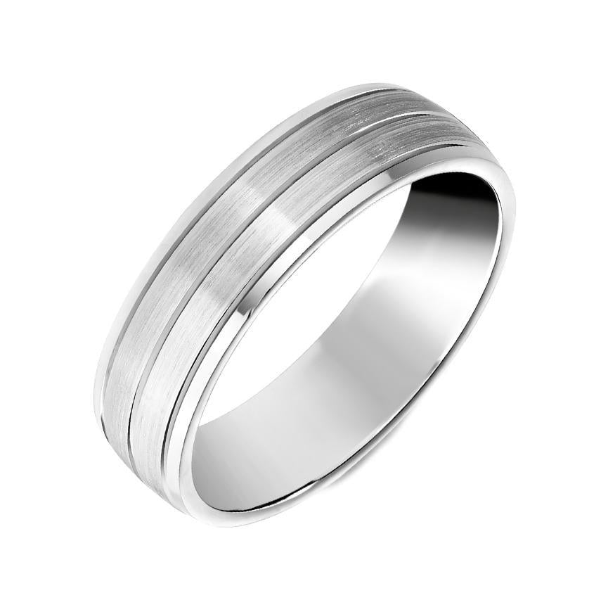Platinum Engraved Satin Wedding Ring - TITLE Platinum