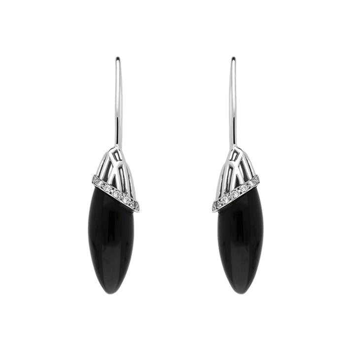 Platinum Whitby Jet Diamond Cosmic Hook Drop Earrings - Platinum