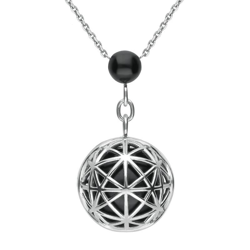 Platinum Whitby Jet Diamond Sphere Cage Necklace - Platinum