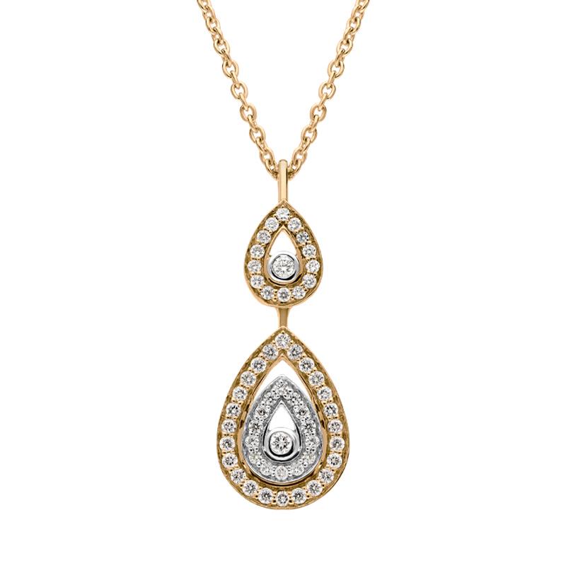 Ponte Vecchio 18ct Rose Gold 0.18ct Diamond Pear Necklace D