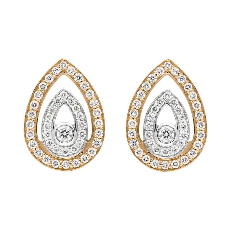 Ponte Vecchio 18ct Rose Gold 0.55ct Diamond Pear Earrings D
