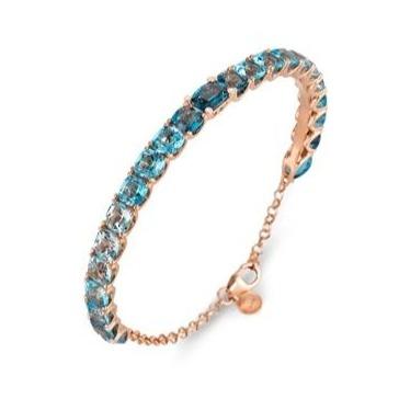 Ponte Vecchio Iris 18ct Rose Gold 16.00ct Blue Topaz Diamond Bracelet