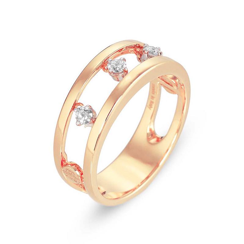 Ponte Vecchio Sirio 18ct Rose Gold 0.15ct Diamond Double Band Open Ring - Rose Gold