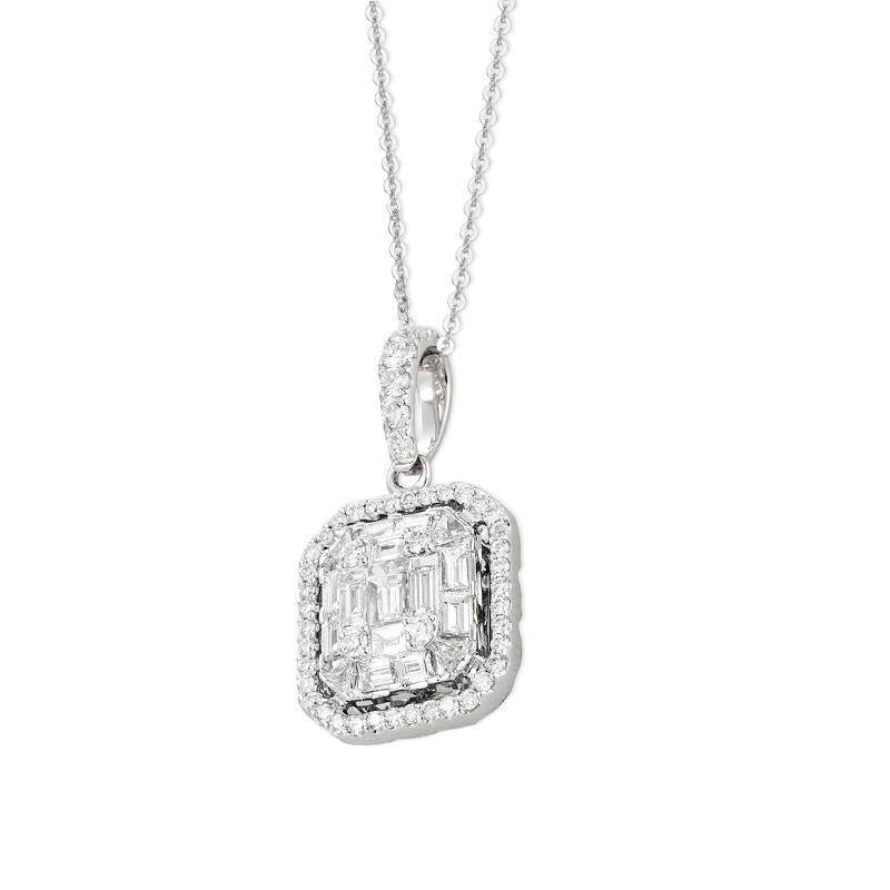 Ponte Vecchio Benvenuto 18ct White Gold 1.07ct Diamond Cluster Necklace - White Gold