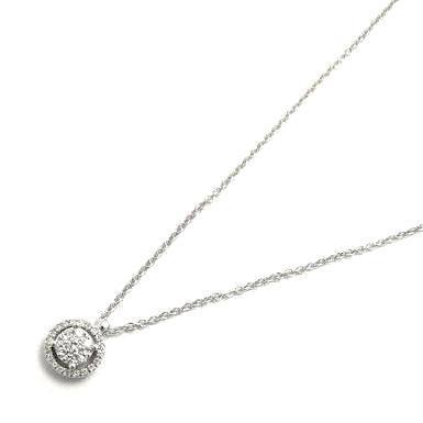 Ponte Vecchio Artemide 18ct White Gold 0.15ct Diamond Halo Necklace - White Gold