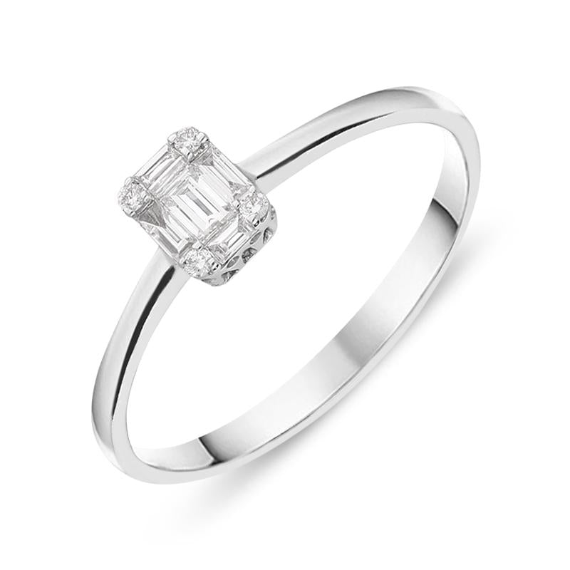 Ponte Vecchio Benvenuto 18ct White Gold 0.17ct Diamond Baguette Cluster Ring - White Gold