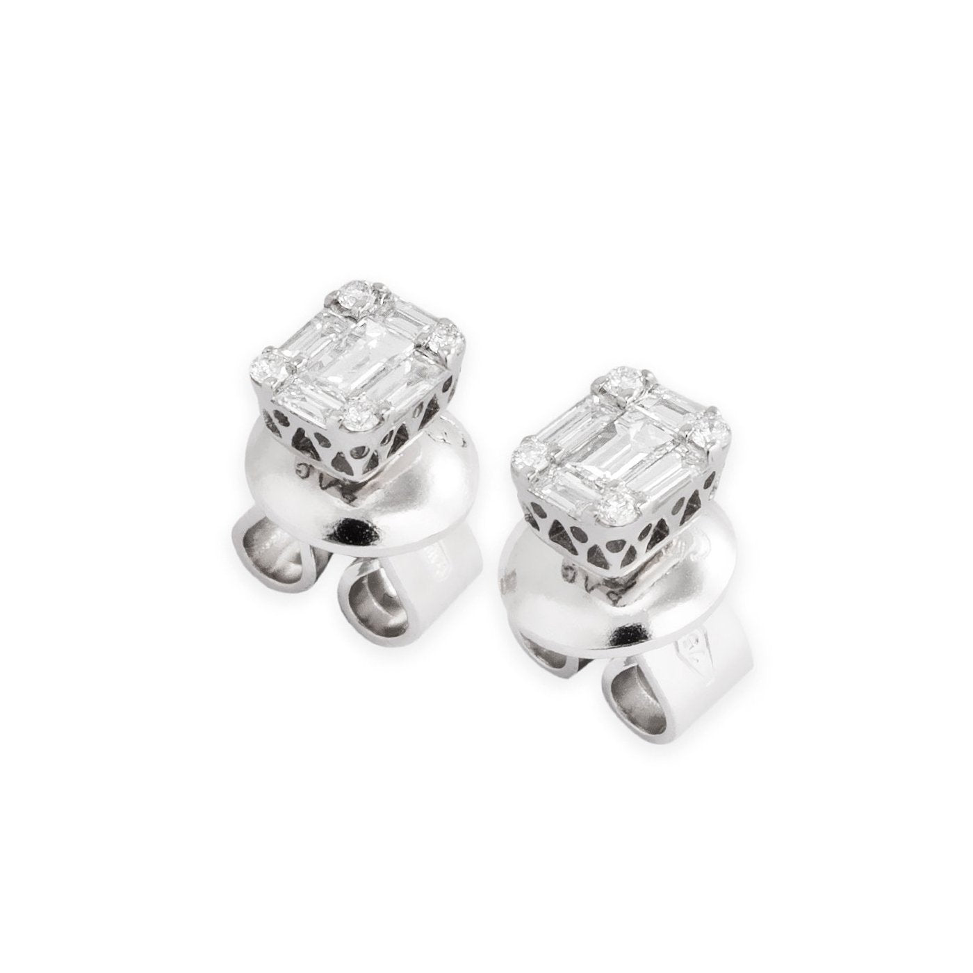 Ponte Vecchio Benvenuto 18ct White Gold 0.29ct Diamond Baguette Stud Earrings